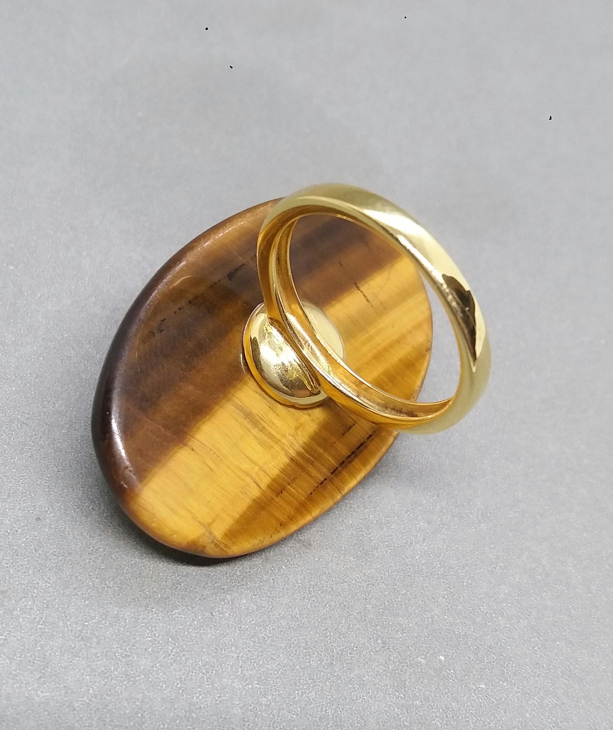Oval Shape Tiger Eye Faceted Oval Amethyst 14 Kt Gold Cocktail Ring 2