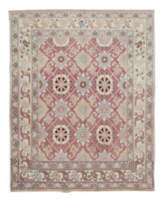 3.8x4.6 Ft Vintage Hand Knotted Turkish One of a kind Rug with Soft Colors