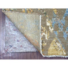 3'8"x5'10" Brown Whimsical Collection Pure Wool Modern Design Hand Knotted Rug
