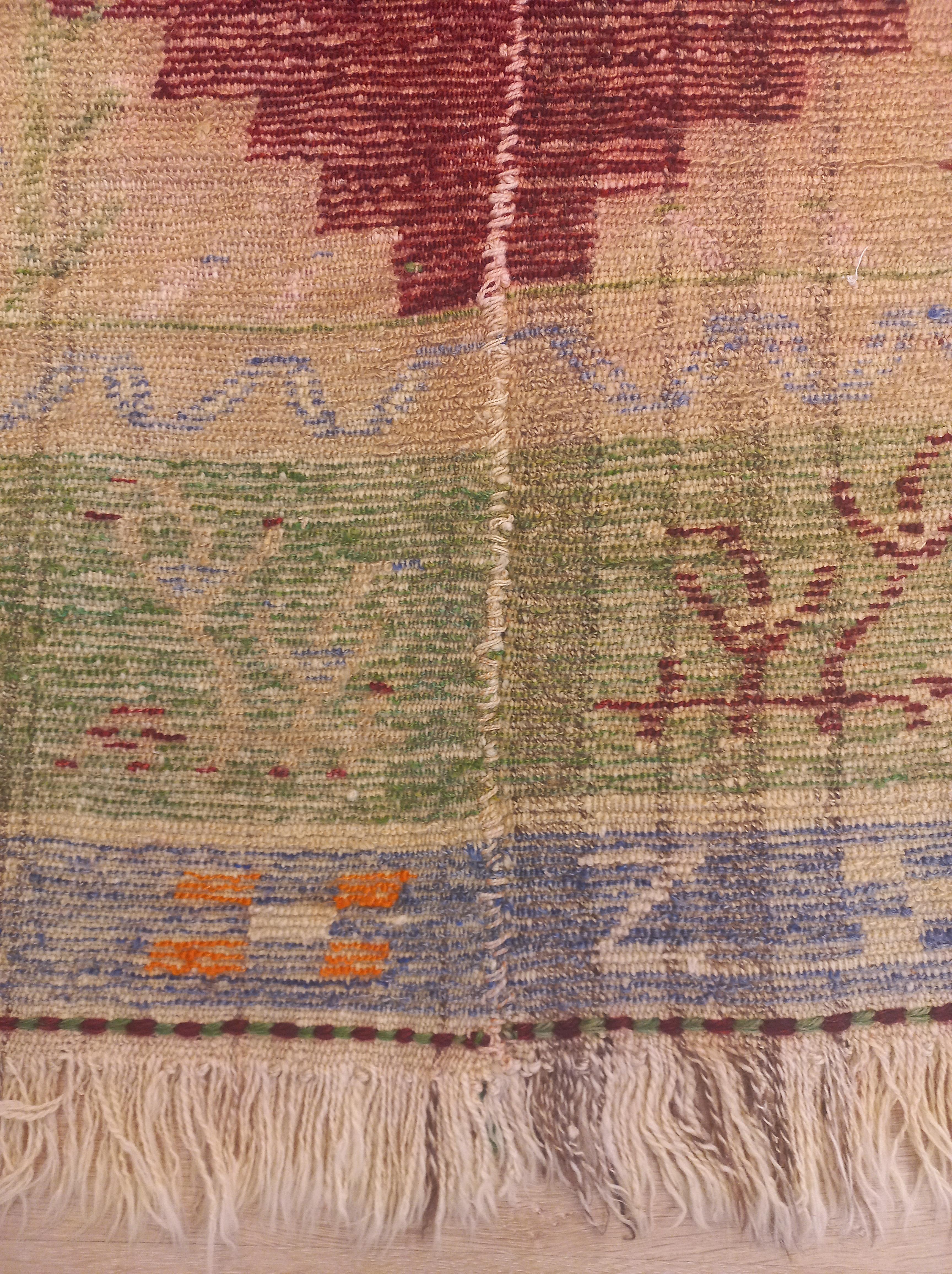 3.8x5.2 Ft Vintage Handmade Unique Turkish Tulu Rug with Niche Design, 100% Lana in vendita 3