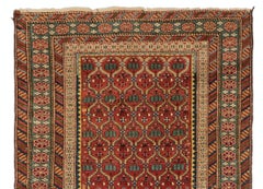 3.8x5.3 Ft Antique Kuba Rug, East Caucasus, Ca 1880