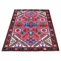 3'8" x 5'3" – Roter Vintage-Wollteppich, handgeknüpft, in ausgezeichnetem Zustand, mit Tribal-Muster