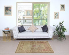 3.8x5.8 Ft One of a kind Vintage Handmade Turkish Kayseri Rug, 100% Wool