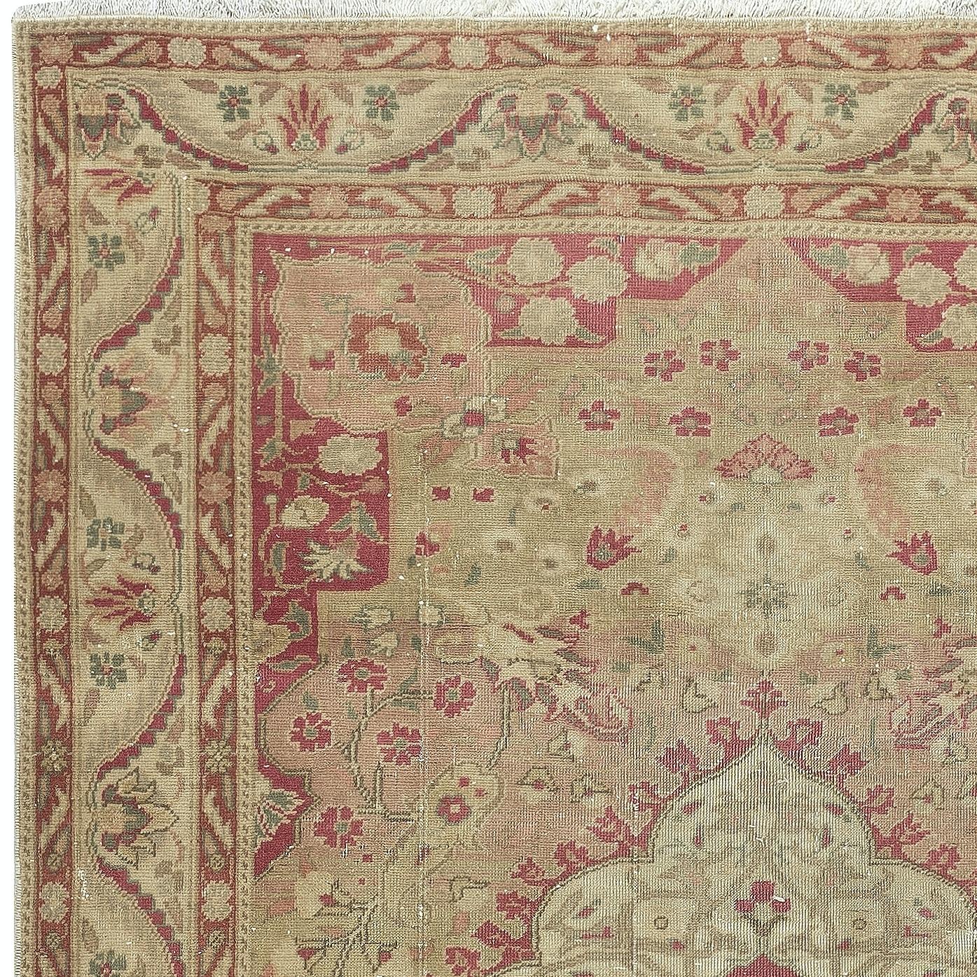 Hand-Knotted 3.8x5.8 Ft One of a kind Vintage Handmade Turkish Kayseri Rug, 100% Wool For Sale