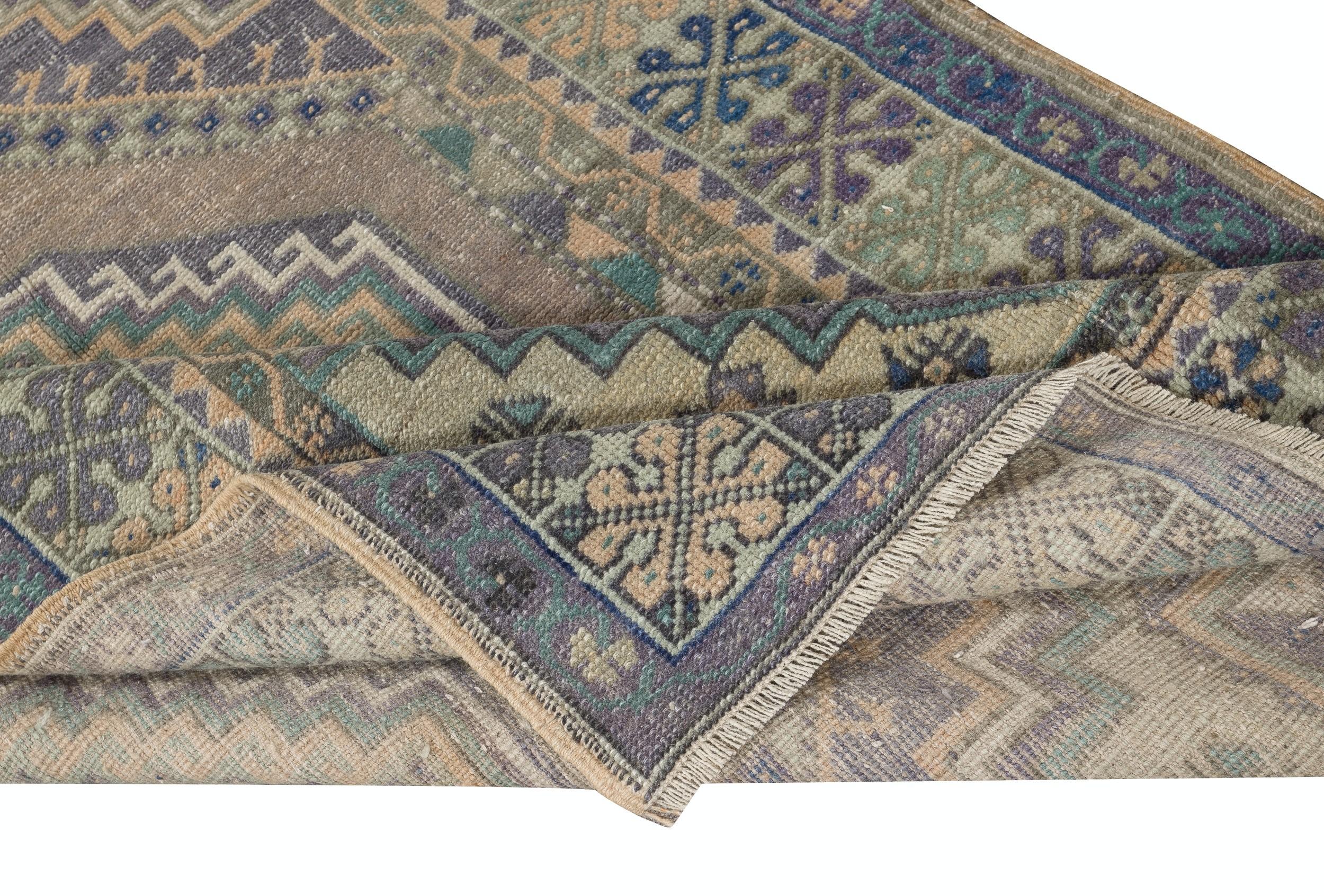 3.8x5.8 Ft Alfombra de pueblo turca tradicional vintage hecha a mano. 100% lana Rústico en venta