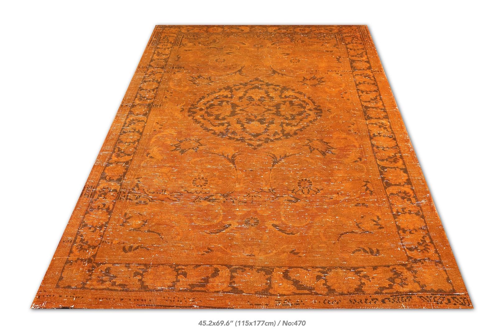 Turkish 3.8x6 Ft Vintage Hand-Knotted Anatolian Accent Rug in Orange for Modern Homes For Sale