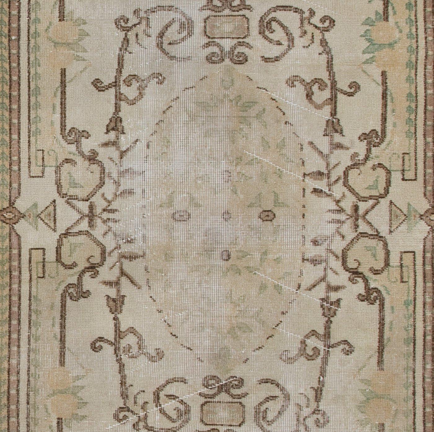 Turkish 3.8x6.3 Ft Vintage Baroque Style Rug, Finely Hand-knotted Wool Carpet For Sale