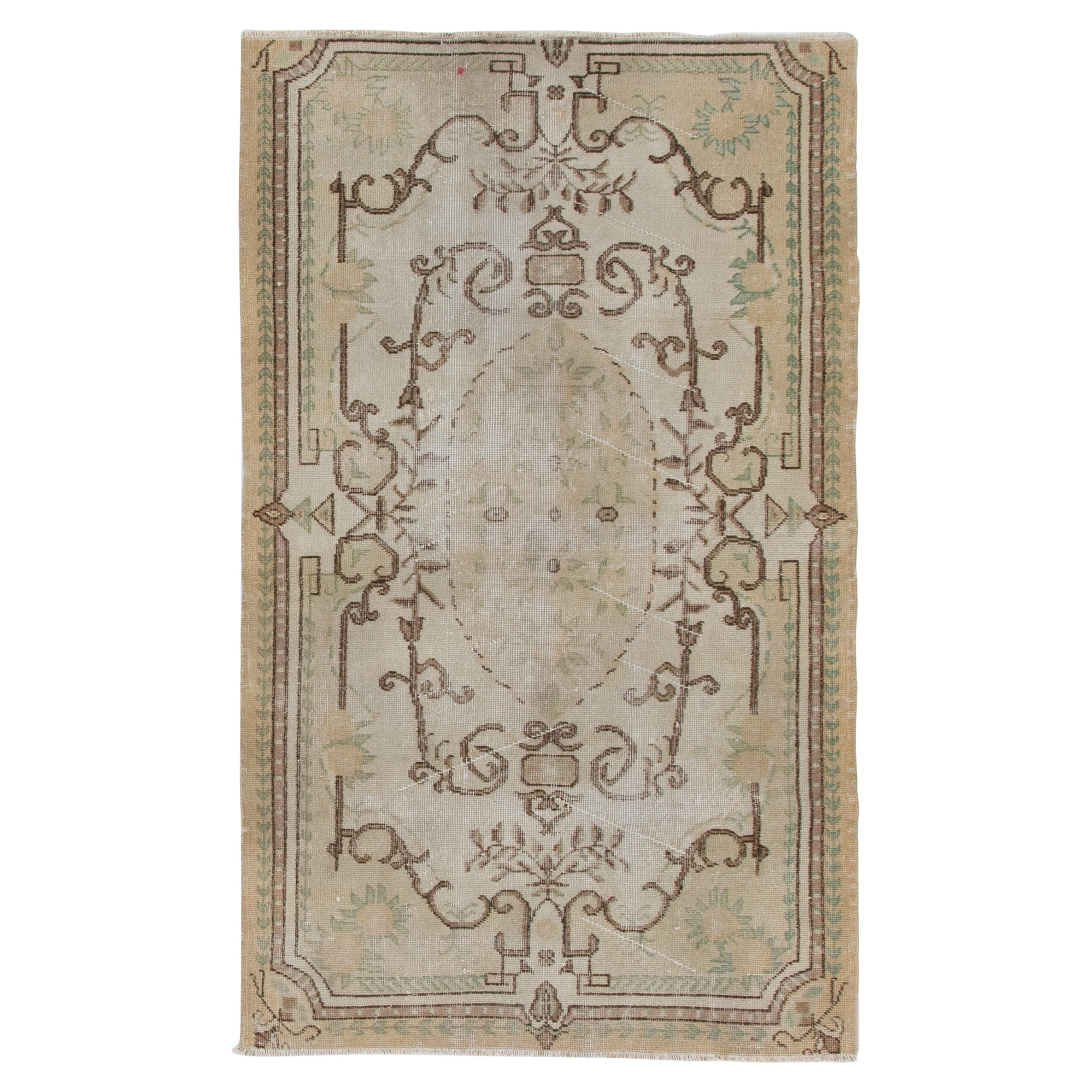 3,8x6.3 Ft Vintage Barock-Teppich, fein handgeknüpfter Wollteppich im Angebot