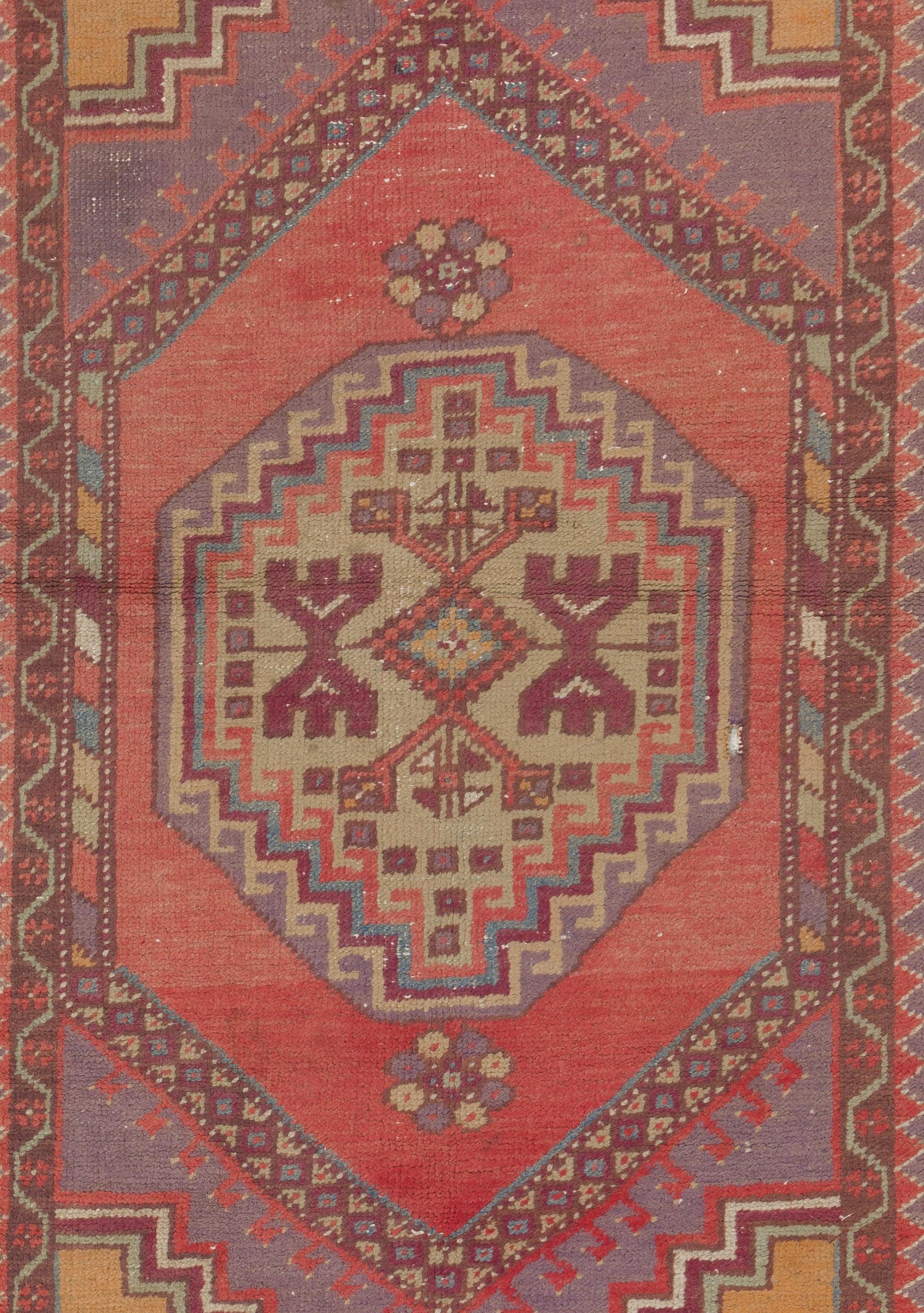 3.8x6.5 Ft Unique Turkish Village Rug, Vintage Hand-Knotted Oriental Wool Carpet For Sale 1