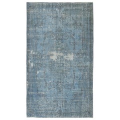 3.8x6.5 Ft Vintage türkischen Teppich Overdyed in blauer Farbe für Modern Interiors
