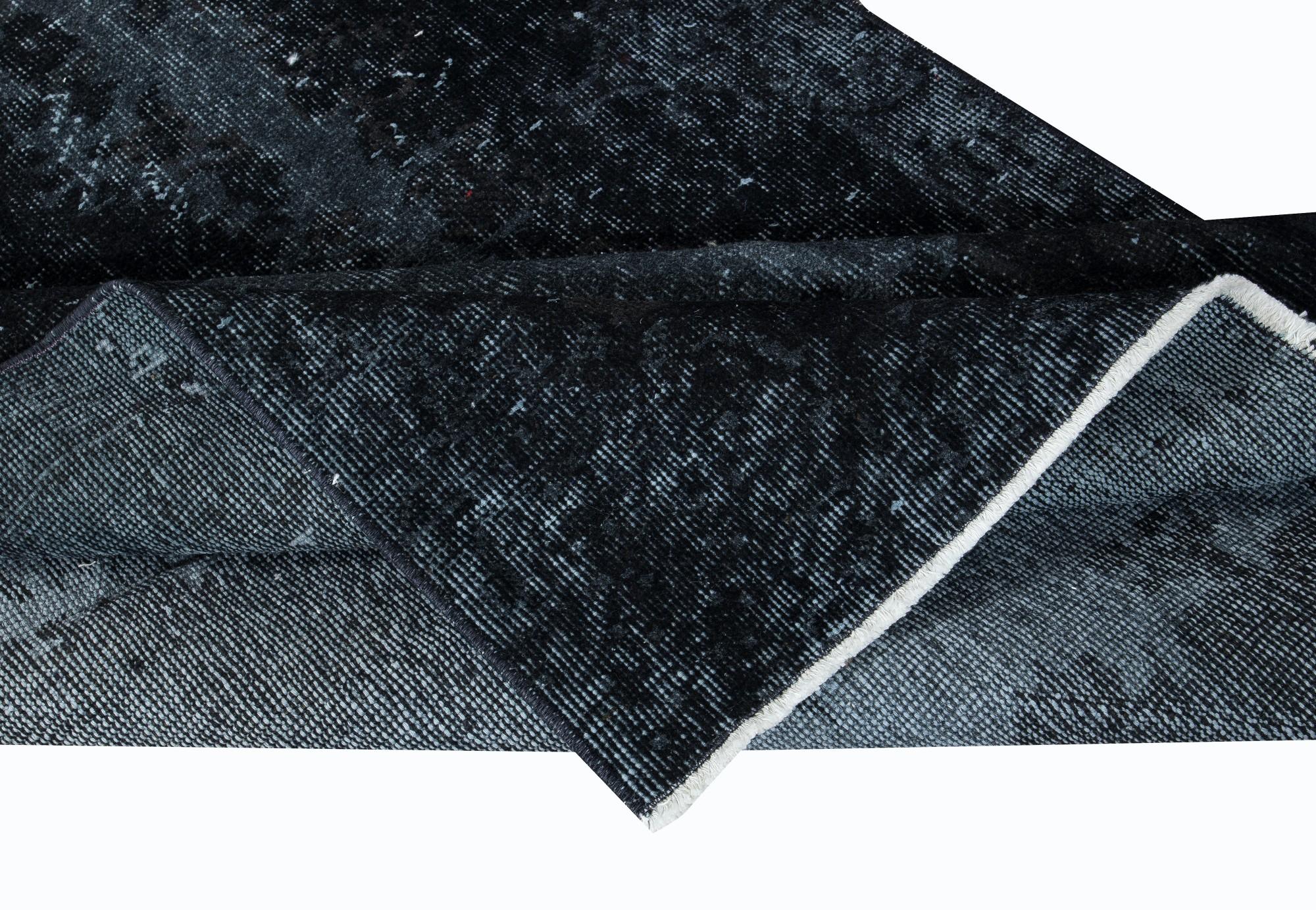 Alfombra de salón gris marengo y negra de 3,8x6,6 pies, alfombra turca moderna hecha a mano Moderno en venta