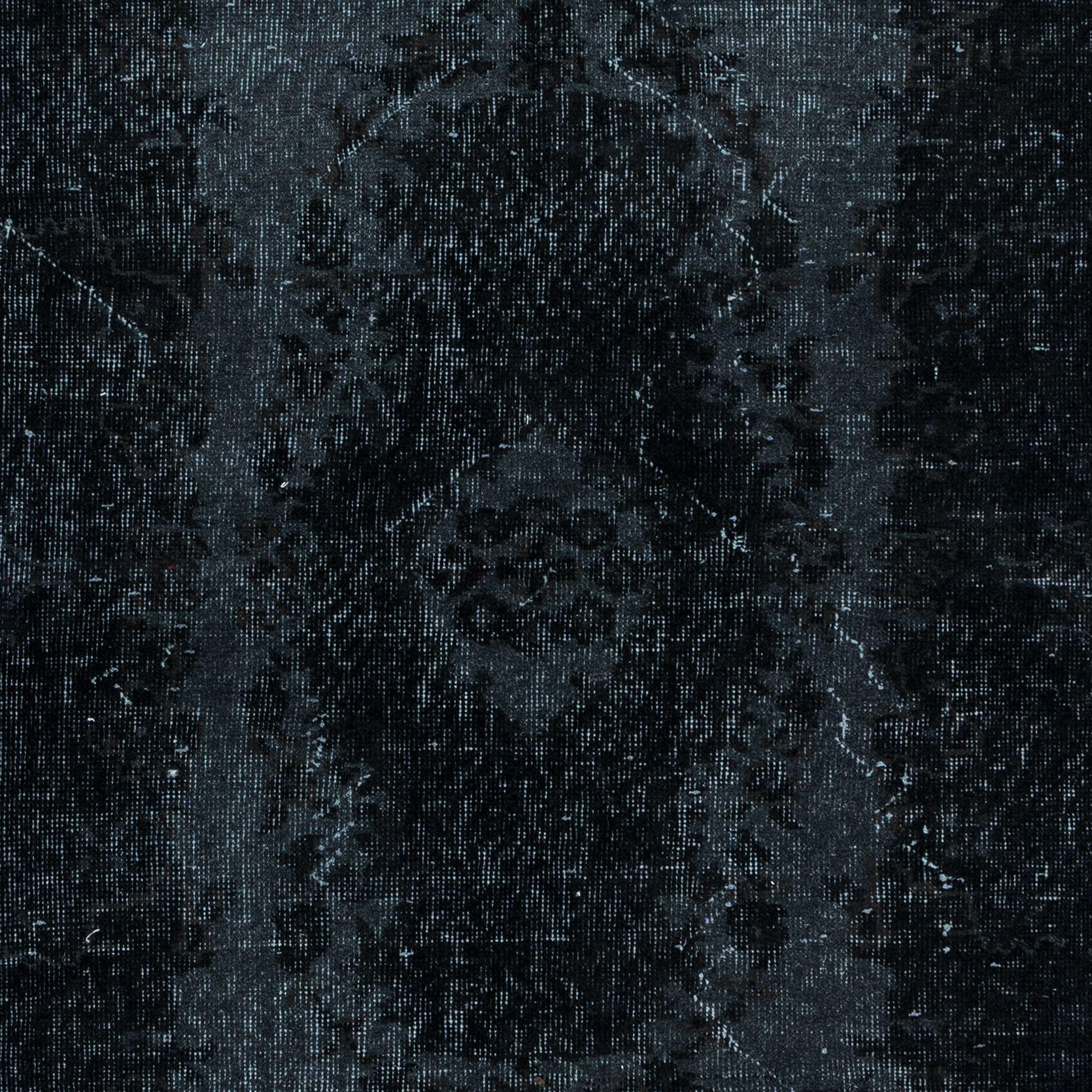 Alfombra de salón gris marengo y negra de 3,8x6,6 pies, alfombra turca moderna hecha a mano Anudado a mano en venta