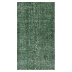 3.8x6.6 Ft Green Overdyed Handmade Rug. Tapis turc vintage pour le salon