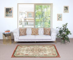 3.8x6.6 Ft Vintage Hand-knotted Turkish Rug for Farmhouse and Country Home Decor