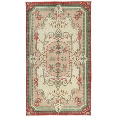 3.8x6.6 Ft Vintage Hand-knotted Turkish Rug for Farmhouse and Country Home Decor