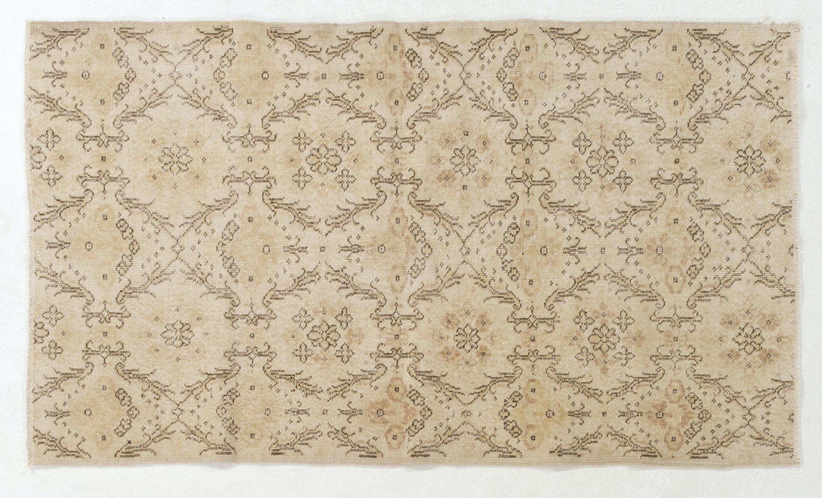 Hand-Knotted Vintage Handmade Anatolian Rug with All-Over Floral Design For Sale