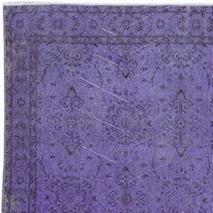 3.8x6.7 Ft Contemporary Handmade Turkish Low Pile Twitch Purple Small Rug