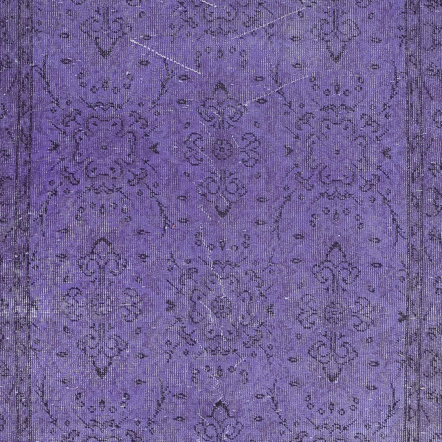 Modern 3.8x6.7 Ft Contemporary Handmade Turkish Low Pile Twitch Purple Small Rug For Sale