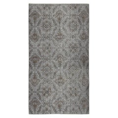 3.8x6.7 Ft Mid-Century Handmade Turkish Rug Over-Dyed in Gray 4 Modern Interiors