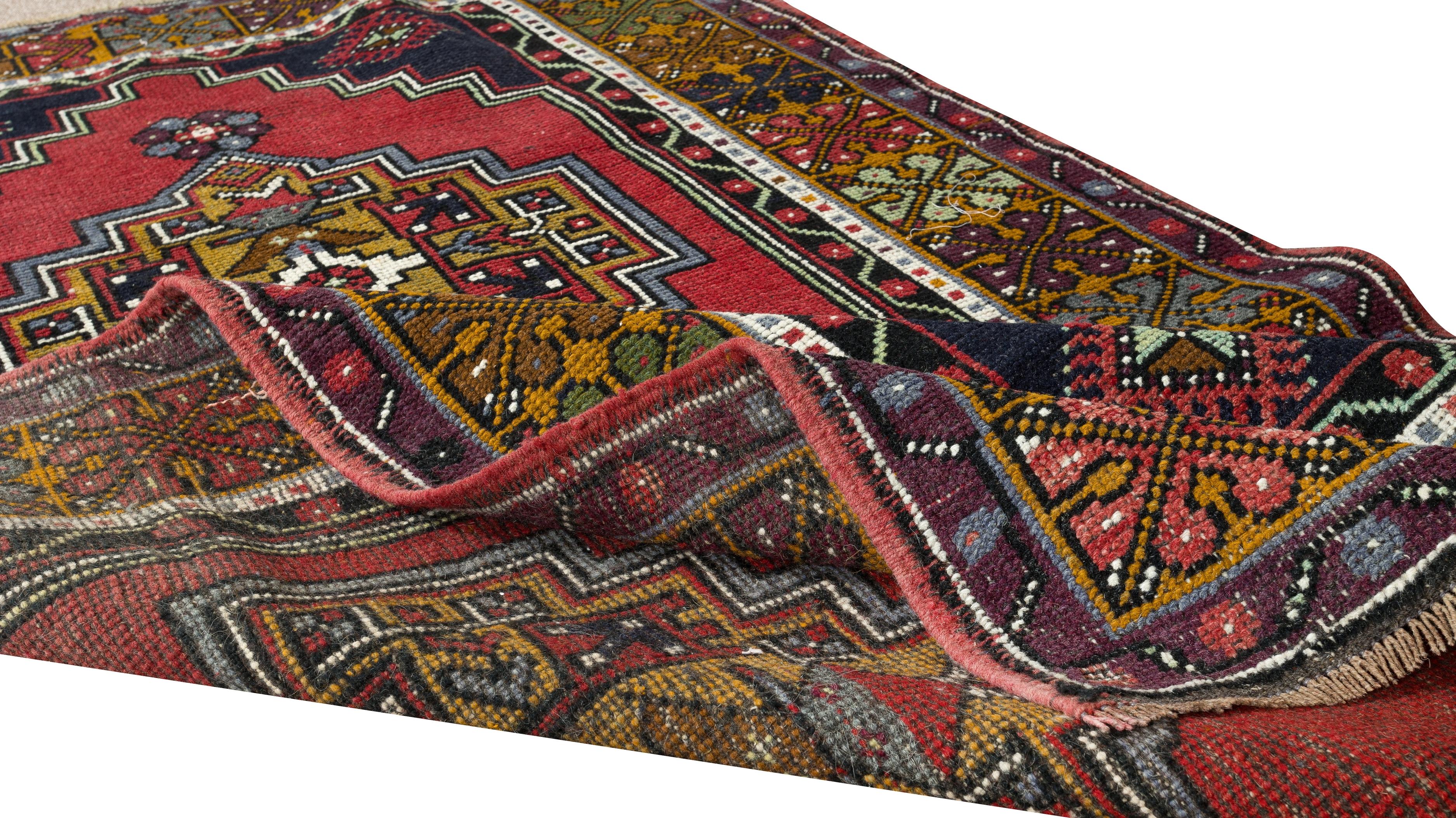 3.8x6.7 Ft Einzigartiger türkischer Teppich, handgefertigter Stammeskunst-Teppich mit böhmischem Stil (Türkisch) im Angebot