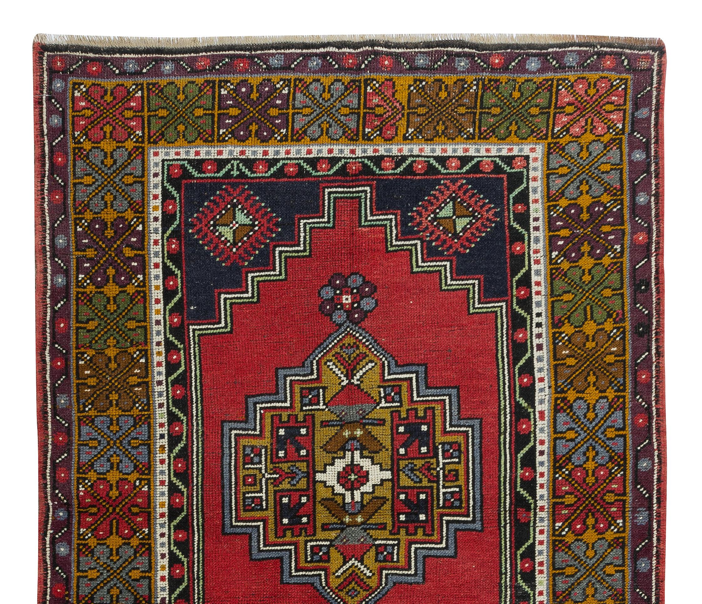 3.8x6.7 Ft One-of-a-kind Turkish Rug, Handmade Tribal Carpet with Bohemian Style In Good Condition For Sale In Philadelphia, PA