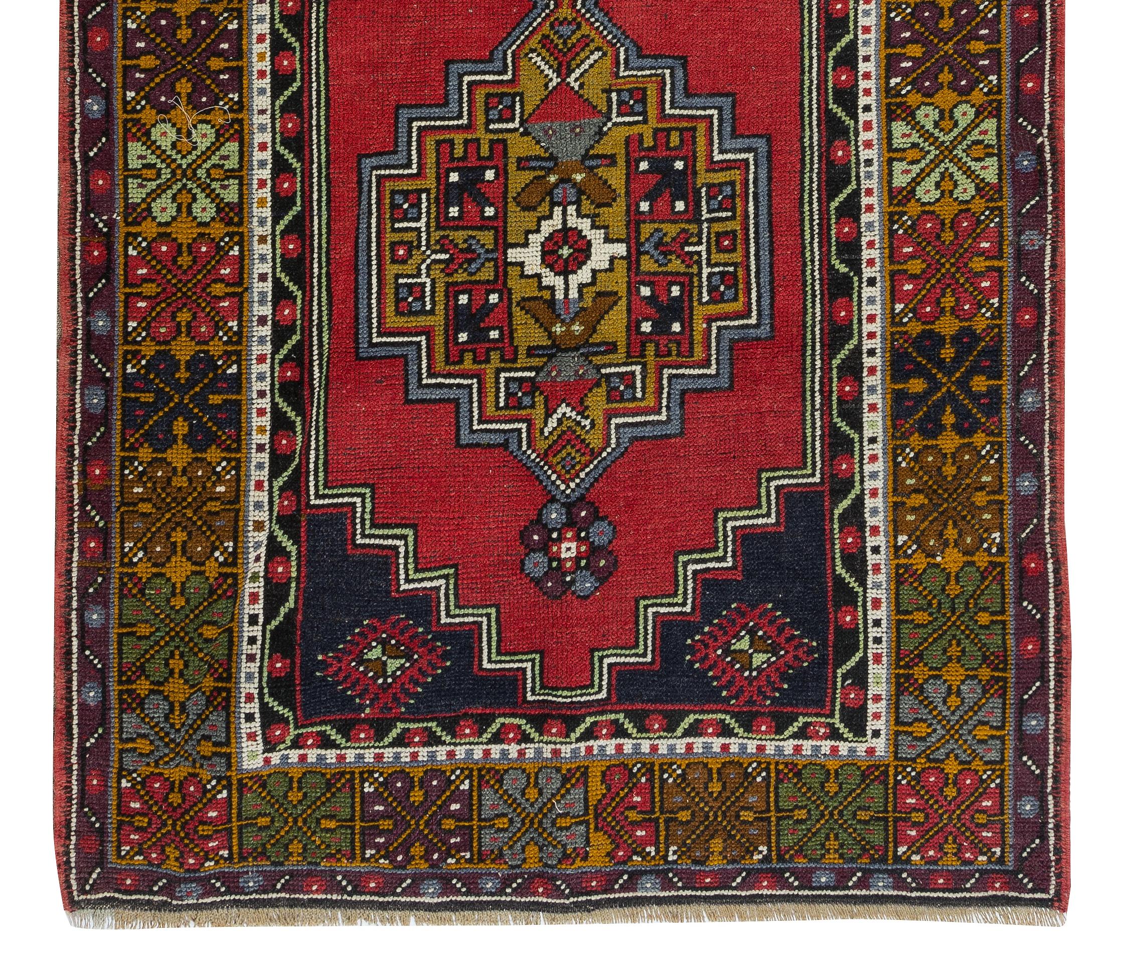 20th Century 3.8x6.7 Ft One-of-a-kind Turkish Rug, Handmade Tribal Carpet with Bohemian Style For Sale