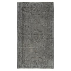 3.8x6.8 Ft Gray Overdyed Handmade Rug. Vintage Turkish Area Rug für Wohnzimmer