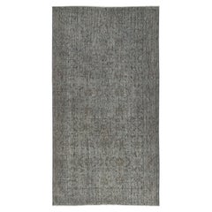 3.8x6.8 Ft Gray Overdyed Vintage Rug für moderne Innenräume. Handgeknüpft in der Türkei