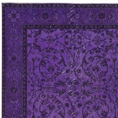 3.8x6.8 Ft Hand Knotted Modern Violet Purple Small Rug from Isparta, Turkey