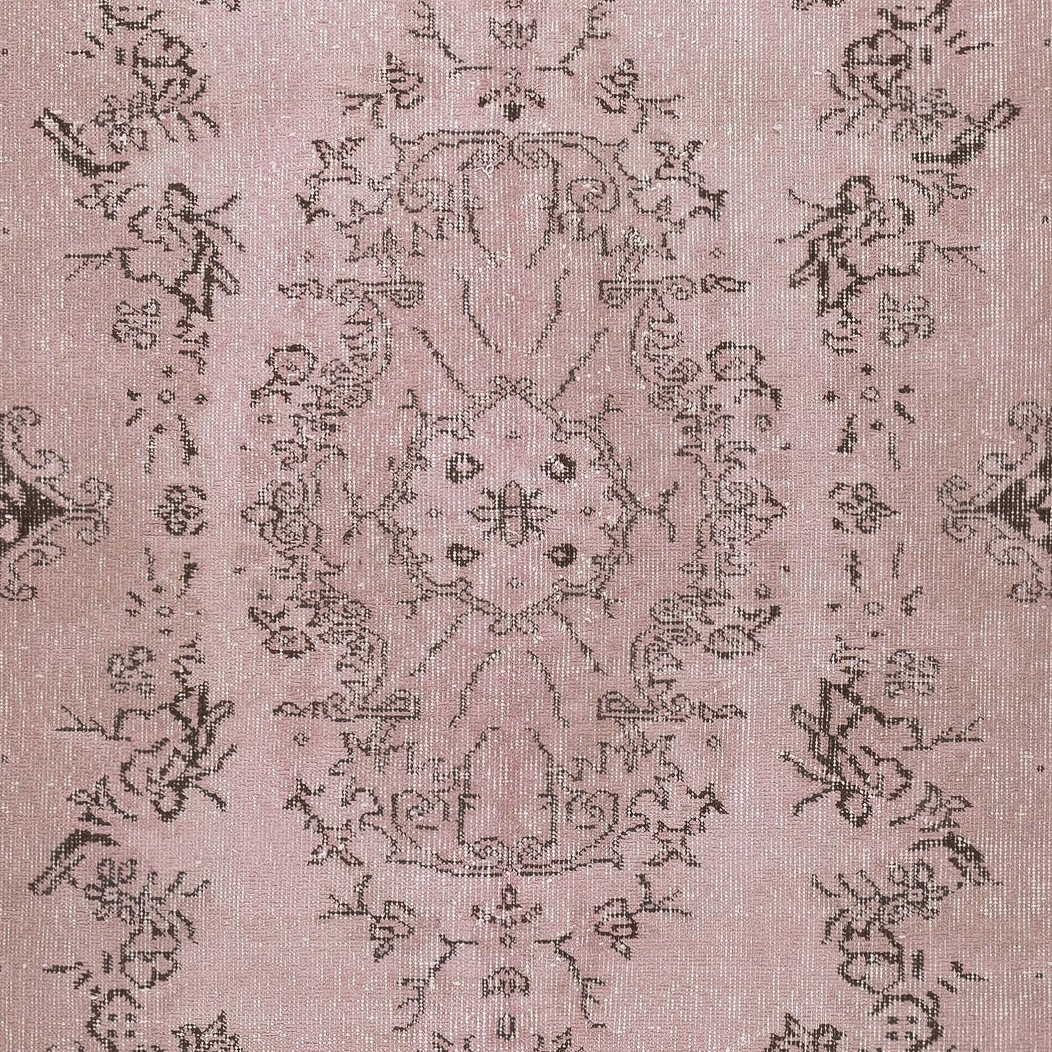 Noué à la main 3.8x6.8 Ft Handmade Turkish Accent Rug for Kitchen, Pink Color Small Bedroom Rug en vente