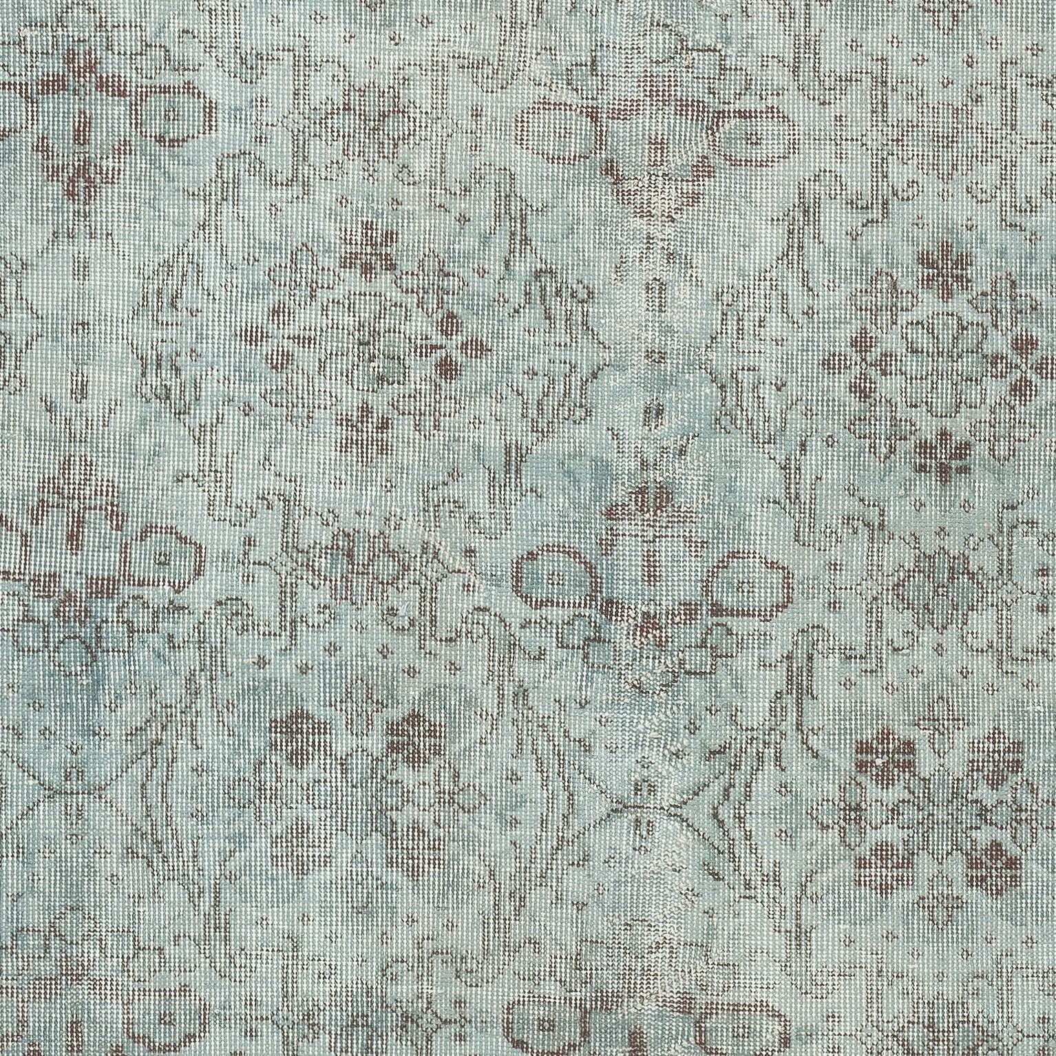 3.8x6,8 Ft Hellblauer handgefertigter Teppich aus türkischer Wolle für moderne Inneneinrichtung (Handgeknüpft) im Angebot