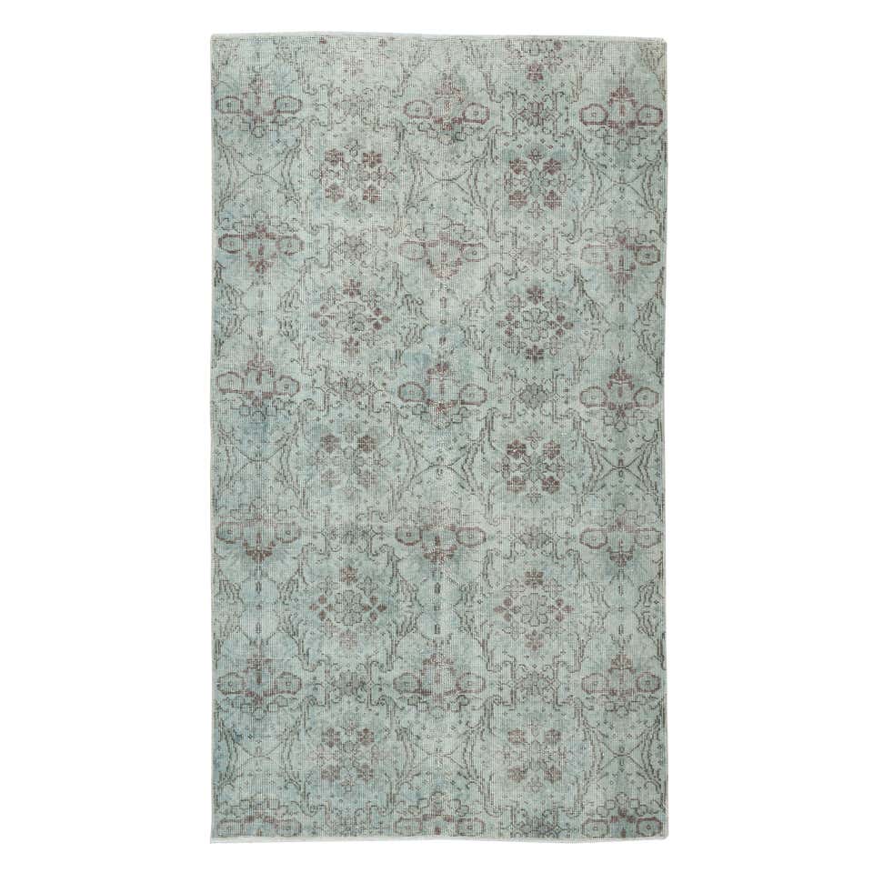 One-of-a-kind Hand Knotted Eclectic Light Blue Area Rug For Sale at 1stDibs