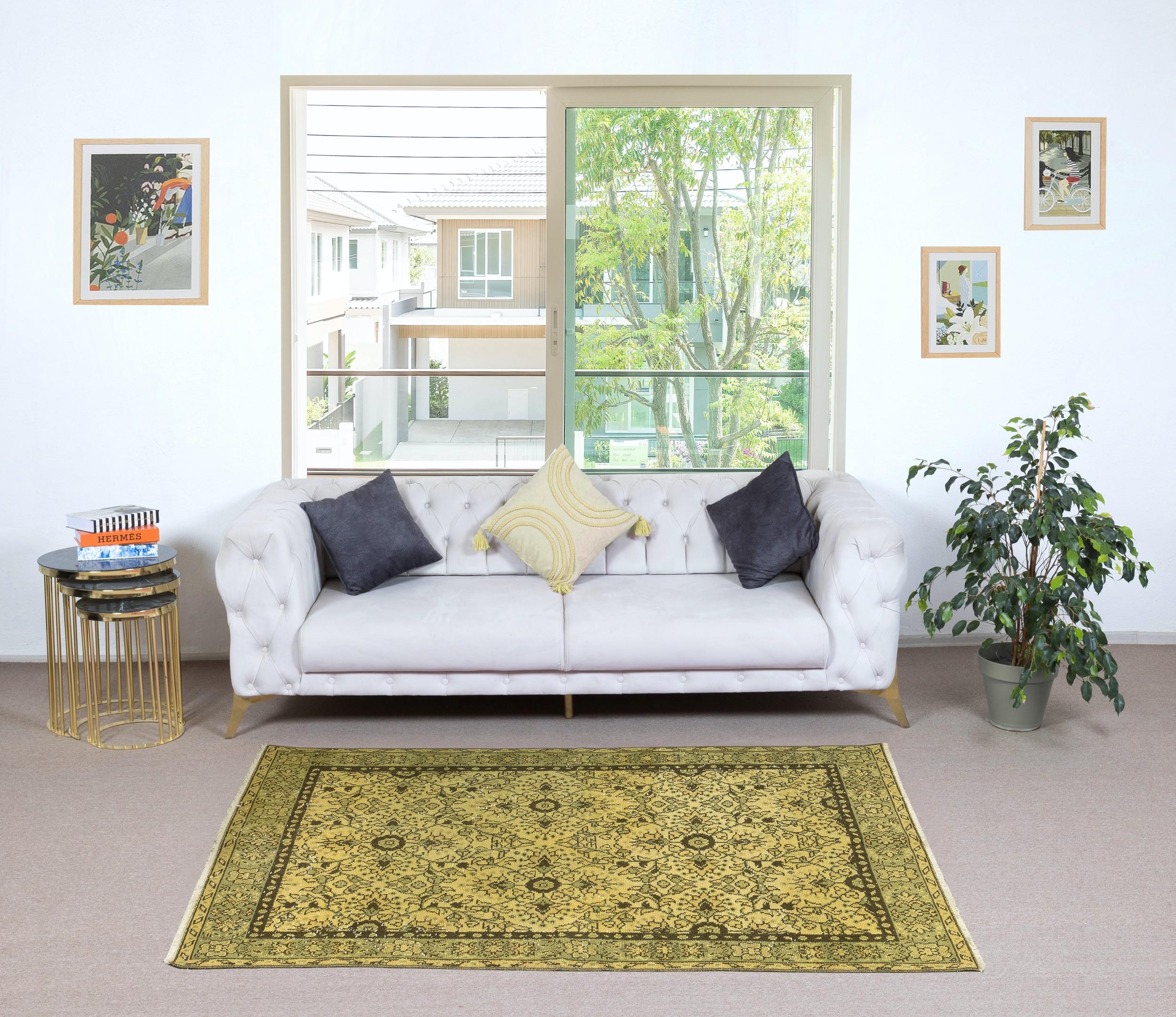 Our over-dyed rugs are all hand-knotted vintage pieces that are recreated in our workshop to cater to a wider range of interior design choices from modern to coastal, from industrial to rustic/cottage. These 50 to 70 year-old rugs were hand-knotted
