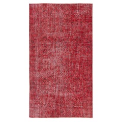 3.8x6.8 Ft Vintage Handmade Turkish Rug Redyed in Rot für zeitgenössische Interieurs