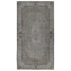 3.8x7 Ft Gray Overdyed Vintage Türkischer Teppich. Handgeknüpfter Teppich für das moderne Zuhause