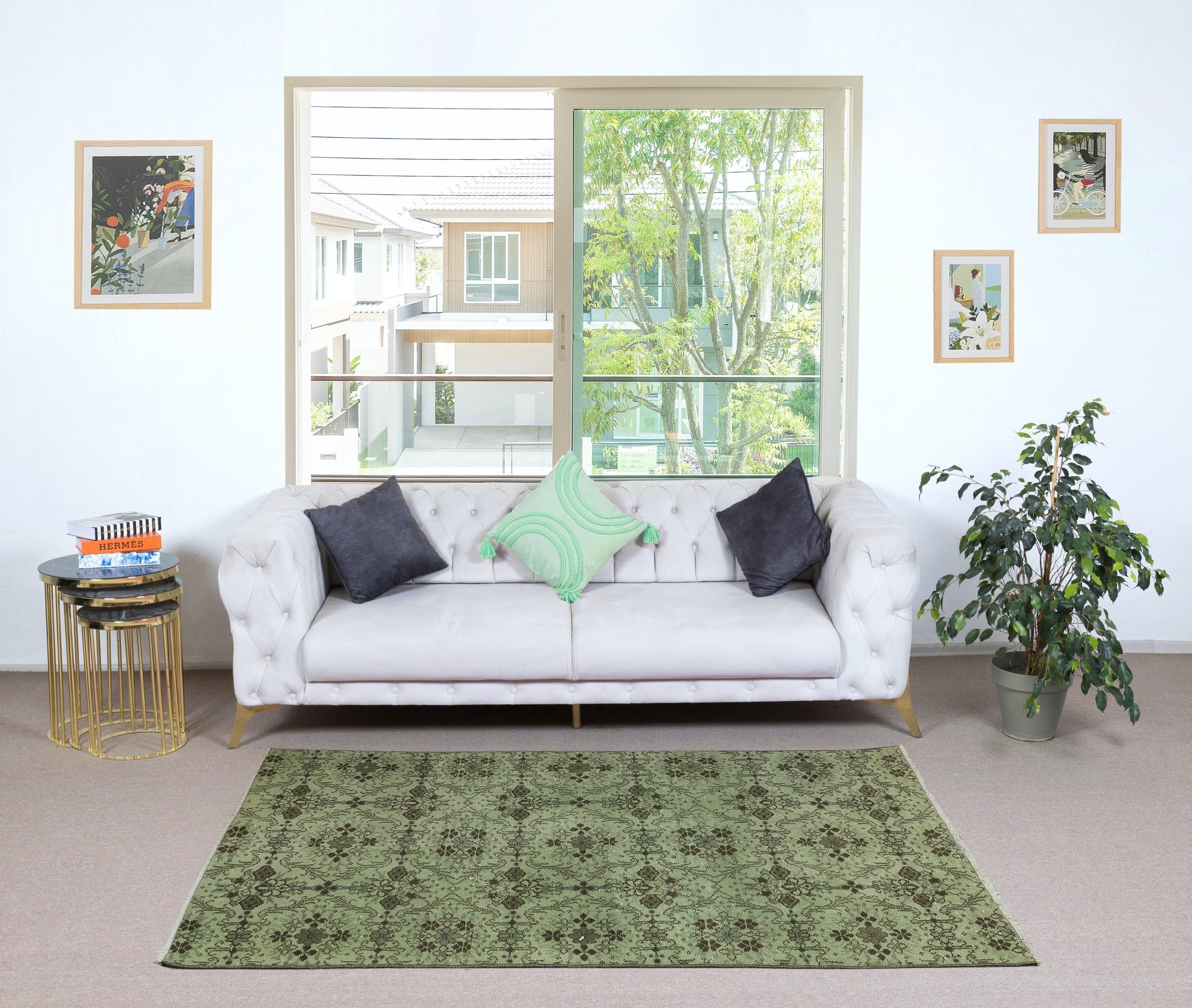 Our over-dyed rugs are all hand-knotted vintage pieces that are recreated in our workshop to cater to a wider range of interior design choices from modern to coastal, from industrial to rustic/cottage. These 50 to 70 year-old rugs were hand-knotted