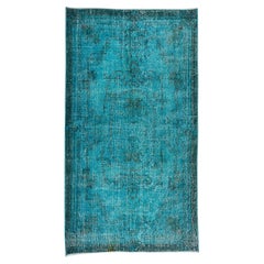 3.8x7 Ft Handgefertigter türkischer Teal-Blau und Türkis-Teppich, Ideal 4 Moderne Inneneinrichtung