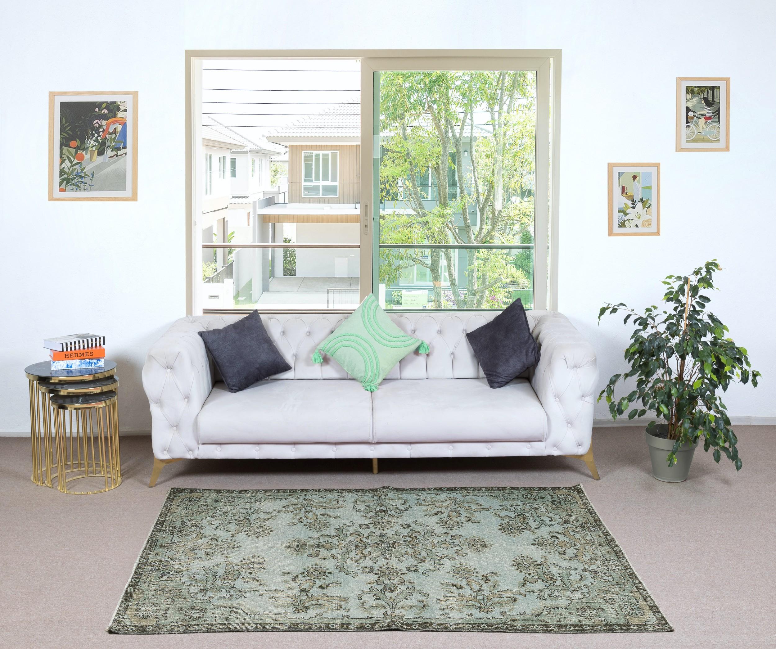 Our over-dyed rugs are all hand-knotted vintage pieces that are recreated in our workshop to cater to a wider range of interior design choices from modern to coastal, from industrial to rustic/cottage. These 50 to 70 year-old rugs were hand-knotted