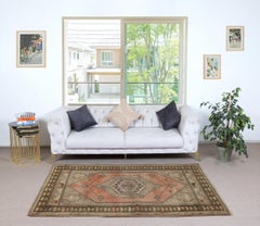 3.8x7 Ft Traditional Vintage Handmade Turkish Wool Area Rug, 100% Wool