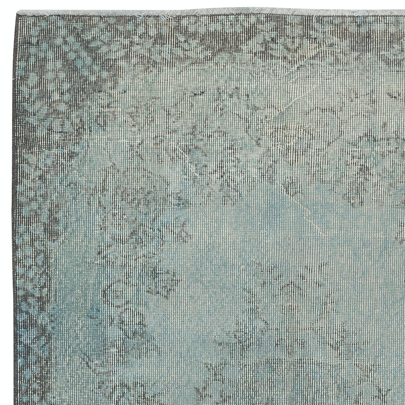 3.8x7 Ft Vintage Handmade Turkish Rug in Redyed Light Blue for Modern Interiors In Good Condition For Sale In Spring Valley, NY