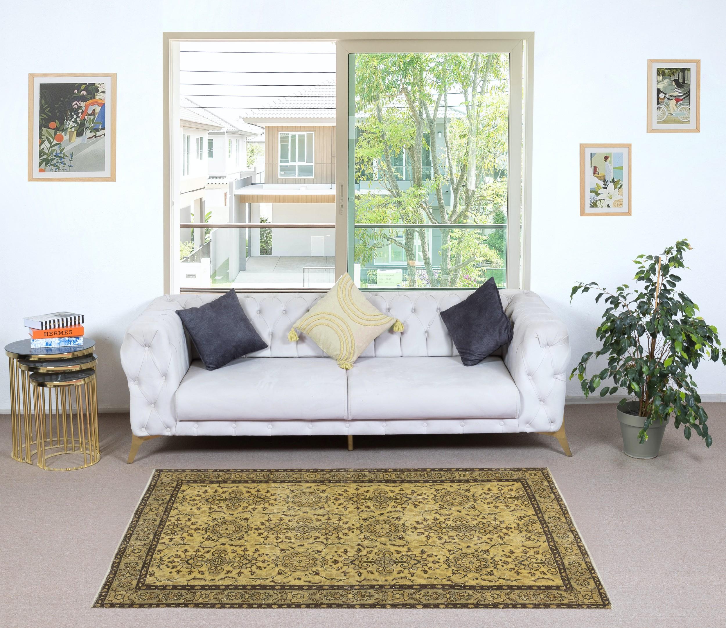 Our over-dyed rugs are all hand-knotted vintage pieces that are recreated in our workshop to cater to a wider range of interior design choices from modern to coastal, from industrial to rustic/cottage. These 50 to 70 year-old rugs were hand-knotted