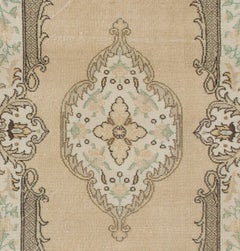 5.5x8.7 Ft French Aubusson Inspired Vintage Hand-Knotted Turkish Wool Accent Rug