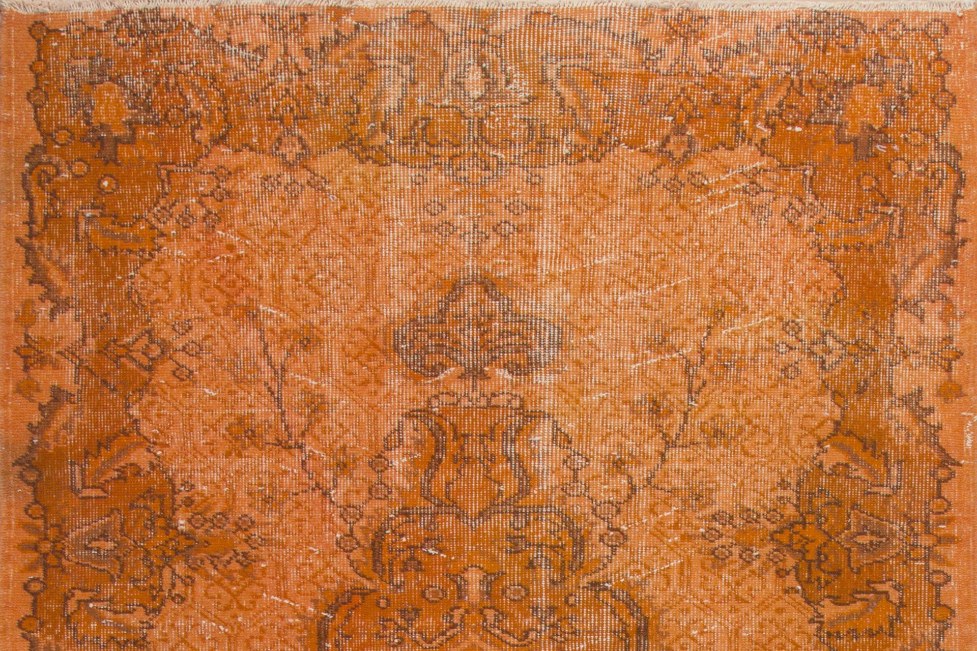 Mid-20th Century 3.8x7.2 ft Orange Accent Rug for Modern Home & Office, Turkish Handmade Carpet For Sale