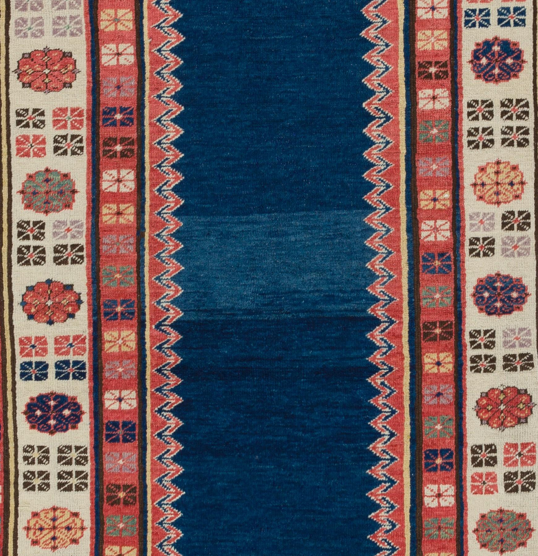 Kazak Vintage Hand-Knotted Caucasian Talish Rug, 100% Wool and Natural Dyes