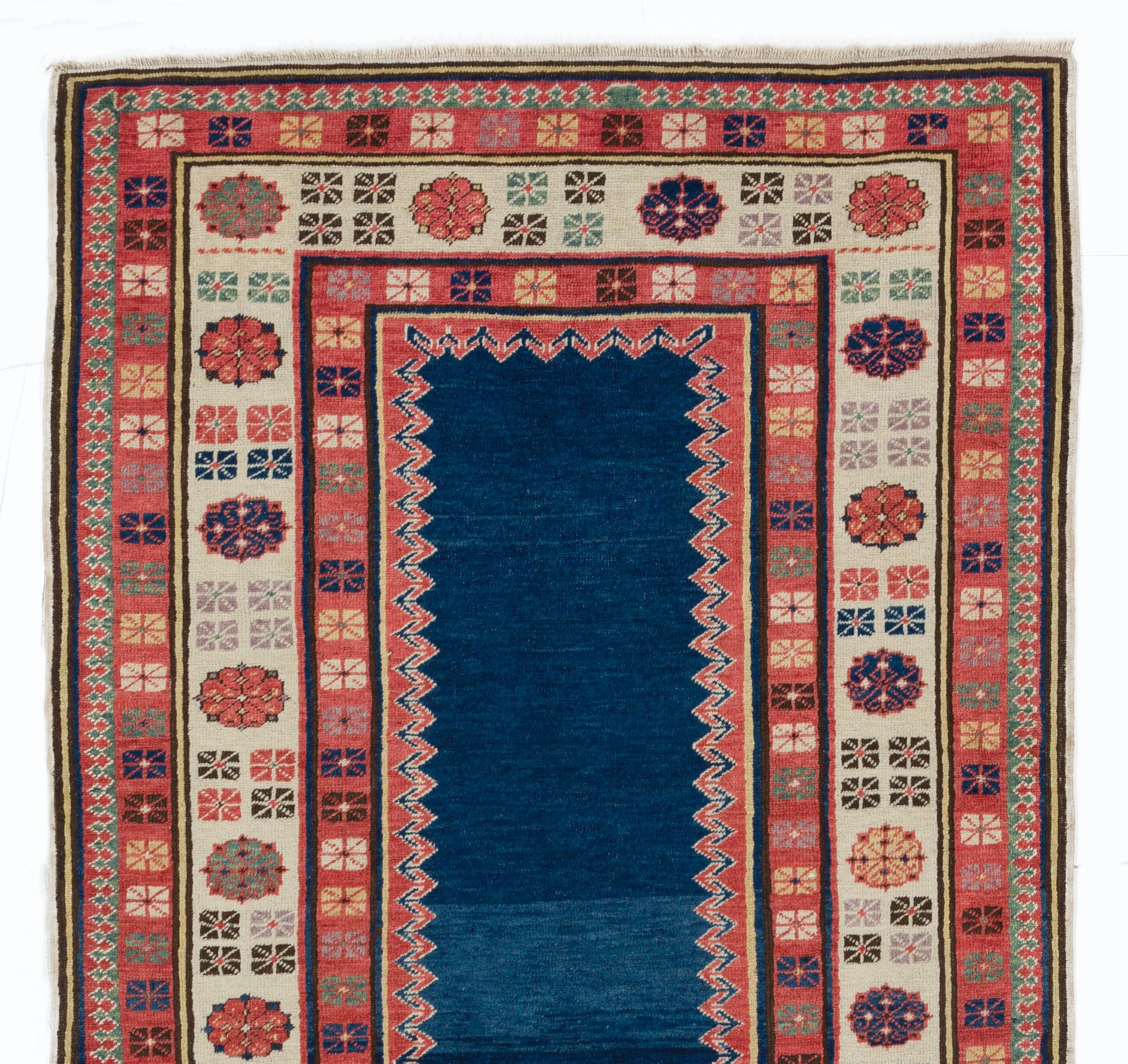 Vintage Hand-Knotted Caucasian Talish Rug, 100% Wool and Natural Dyes In Good Condition In Philadelphia, PA