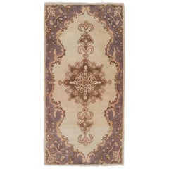 Tappeto Vintage Anatolian Oushak annodato a mano, lana e cotone 3.8x7.6 ft