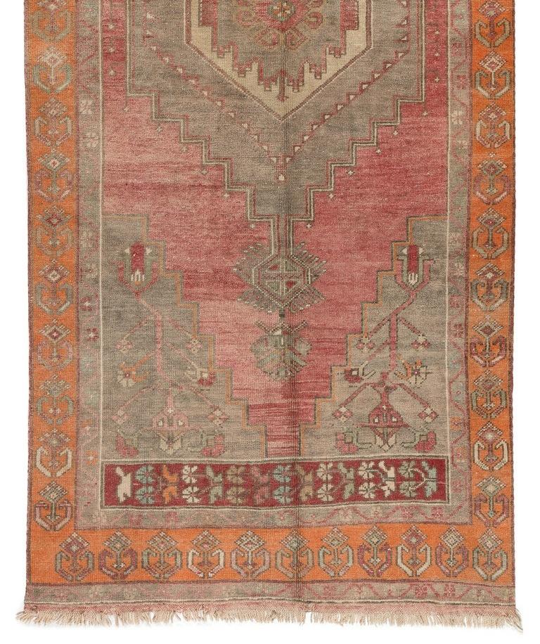 Tribal 3.8x8.8 Ft Mid-20th Century Handmade Anatolian Village Rug, Wool Floor Covering For Sale