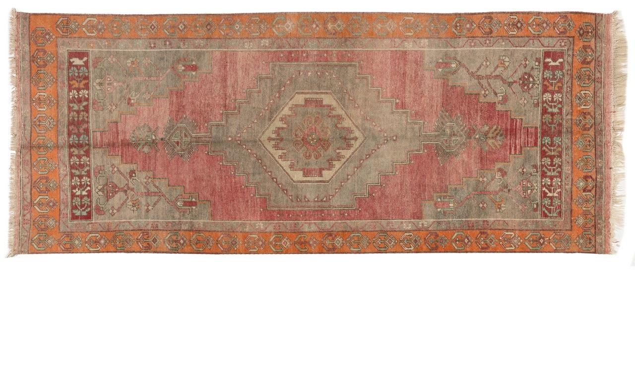 Turkish 3.8x8.8 Ft Mid-20th Century Handmade Anatolian Village Rug, Wool Floor Covering For Sale