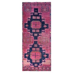 3'8"x9'5" Purple Hand Knotted Even Wear Wool Vintage Persian Hamadan Runner Rug