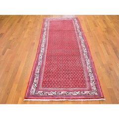 3'8"x9'9" New Persian Sarouk Mir Pure Wool Wide Runner Hand Knotted Oriental Rug